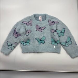 Justice Sweater Eyelash With Butterflies Size Xsm 5-6 Blue